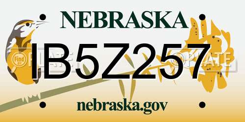 IB5Z257 Nebraska License Plate