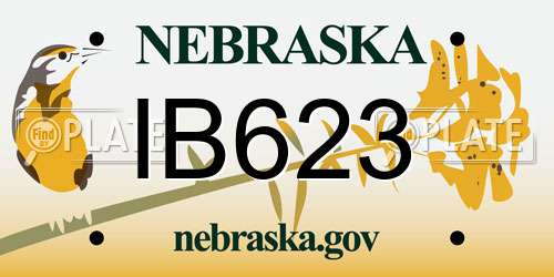 IB623 Nebraska License Plate
