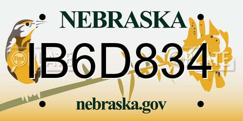 IB6D834 Nebraska License Plate