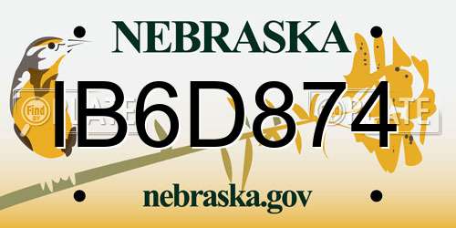 IB6D874 Nebraska License Plate