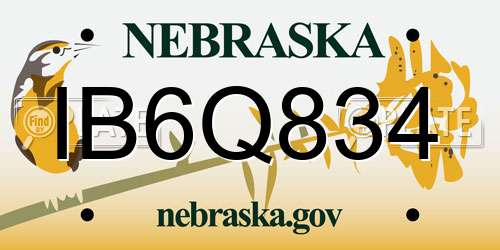 IB6Q834 Nebraska License Plate