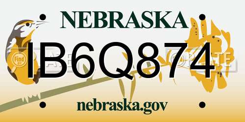 IB6Q874 Nebraska License Plate