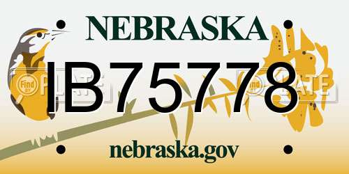 IB75778 Nebraska License Plate