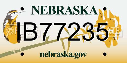 IB77235 Nebraska License Plate