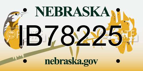 IB78225 Nebraska License Plate