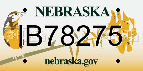 IB78275 Nebraska License Plate