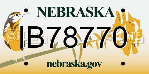 IB78770 Nebraska License Plate