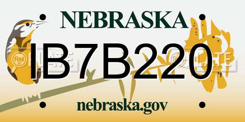 IB7B220 Nebraska License Plate