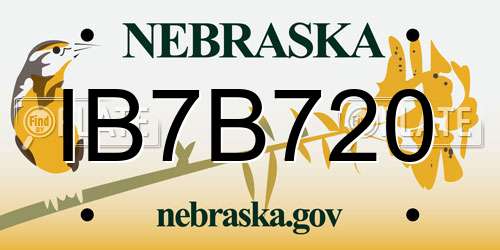 IB7B720 Nebraska License Plate