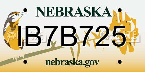 IB7B725 Nebraska License Plate