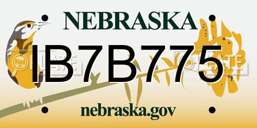 IB7B775 Nebraska License Plate