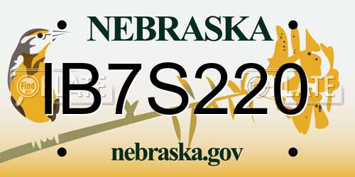 IB7S220 Nebraska License Plate