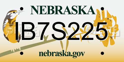 IB7S225 Nebraska License Plate