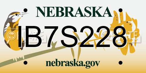 IB7S228 Nebraska License Plate