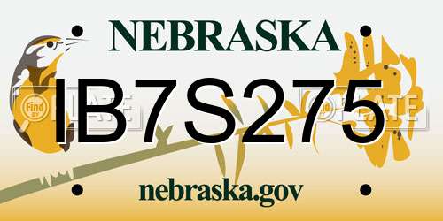 IB7S275 Nebraska License Plate