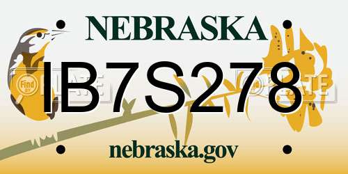 IB7S278 Nebraska License Plate