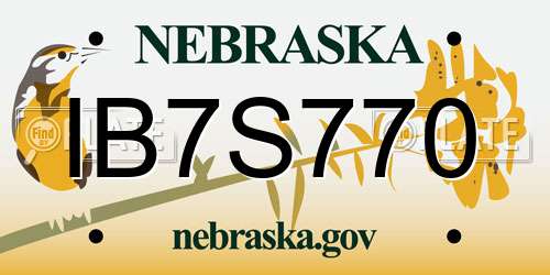 IB7S770 Nebraska License Plate