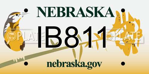 IB811 Nebraska License Plate