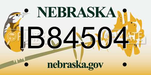IB84504 Nebraska License Plate