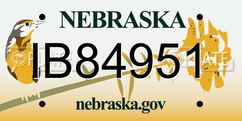 IB84951 Nebraska License Plate