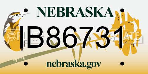 IB86731 Nebraska License Plate