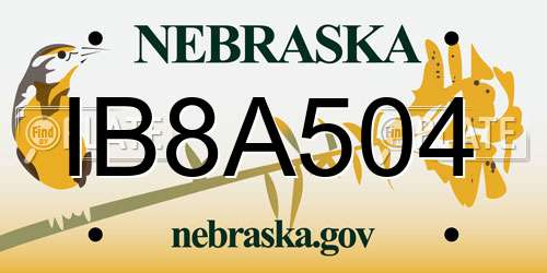 IB8A504 Nebraska License Plate