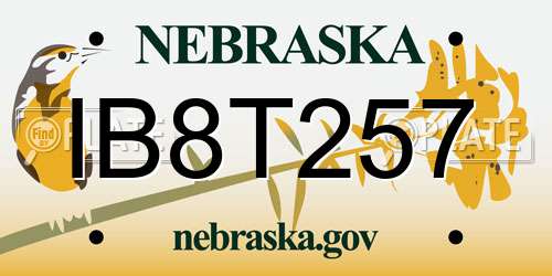 IB8T257 Nebraska License Plate