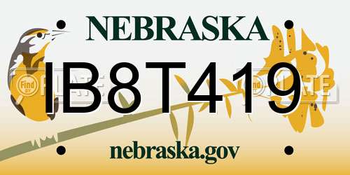 IB8T419 Nebraska License Plate
