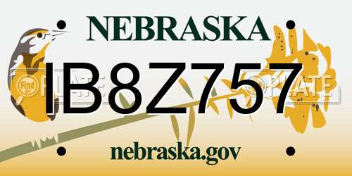IB8Z757 Nebraska License Plate
