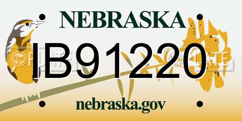 IB91220 Nebraska License Plate