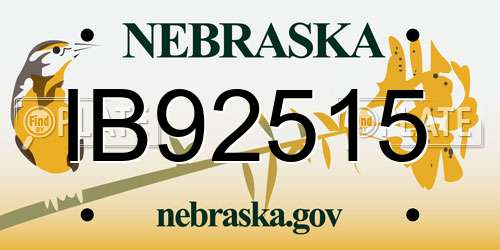 IB92515 Nebraska License Plate