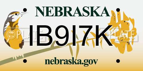 IB9I7K Nebraska License Plate