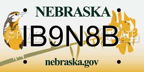 IB9N8B Nebraska License Plate