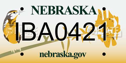 IBA0421 Nebraska License Plate