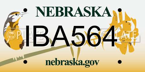 IBA564 Nebraska License Plate