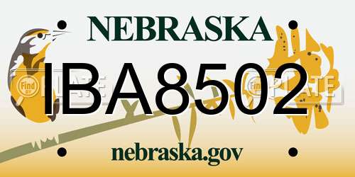 IBA8502 Nebraska License Plate