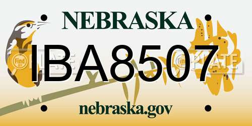 IBA8507 Nebraska License Plate
