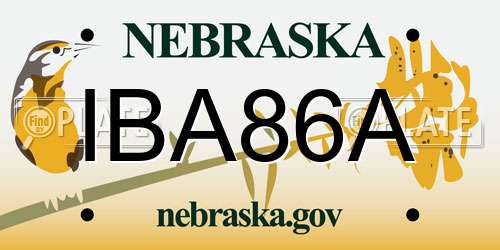 IBA86A Nebraska License Plate