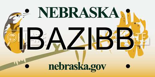 IBAZIBB Nebraska License Plate
