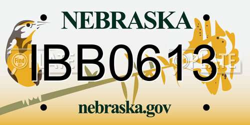 IBB0613 Nebraska License Plate