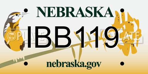 IBB119 Nebraska License Plate