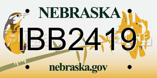 IBB2419 Nebraska License Plate