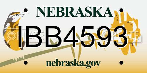 IBB4593 Nebraska License Plate