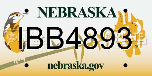 IBB4893 Nebraska License Plate