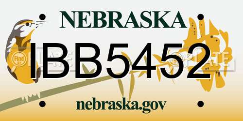 IBB5452 Nebraska License Plate