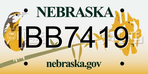 IBB7419 Nebraska License Plate