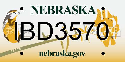 IBD3570 Nebraska License Plate