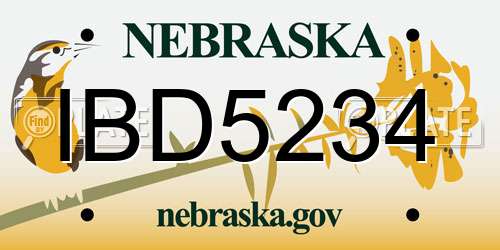 IBD5234 Nebraska License Plate