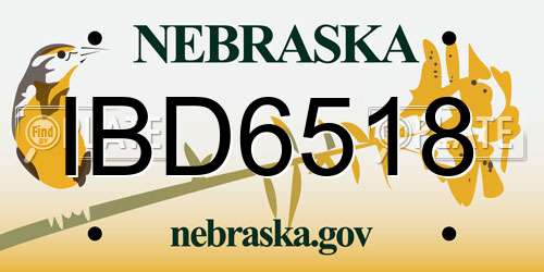 IBD6518 Nebraska License Plate