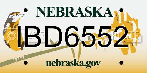IBD6552 Nebraska License Plate